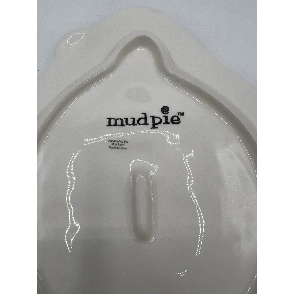 🎅 Mud Pie Santa Trinket/Cookie Tray – Holiday Ceramic Dish‎ – EUC 🎅